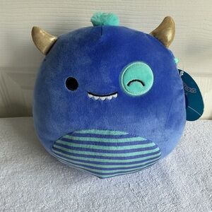Squishmallows Blue Plush with Gold Horns